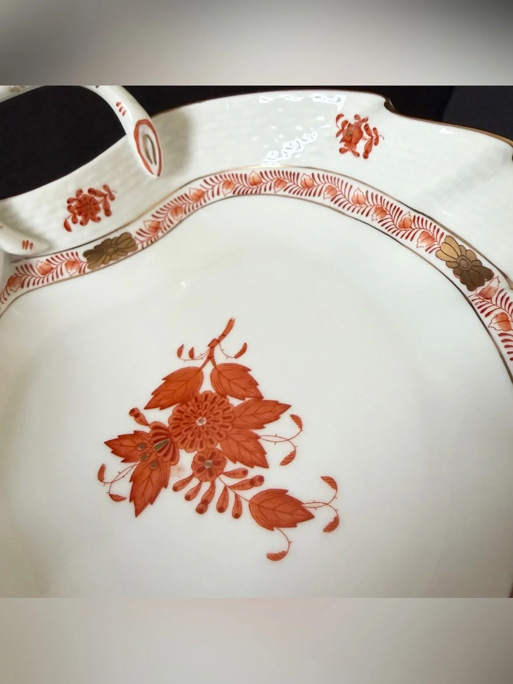 Chinese Bouquet Rust Leaf Serving Dish by Herend